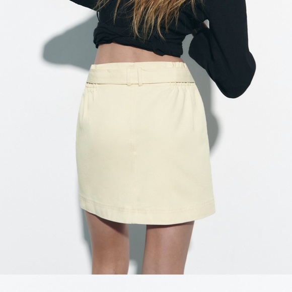 NWT Zara cream button bow belt skirt - Picture 6 of 7